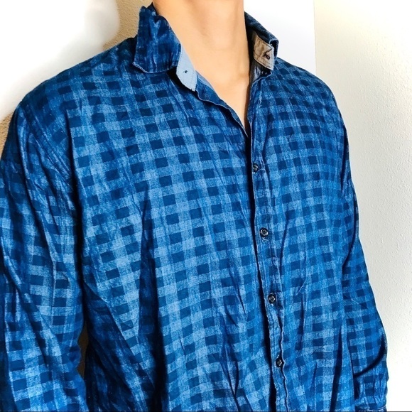 Fredd Marshall Chambray Plaid Men’s Button Down - Picture 4 of 7